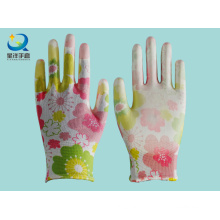 13G Colorful Polyester with PU Coated Safety Gloves